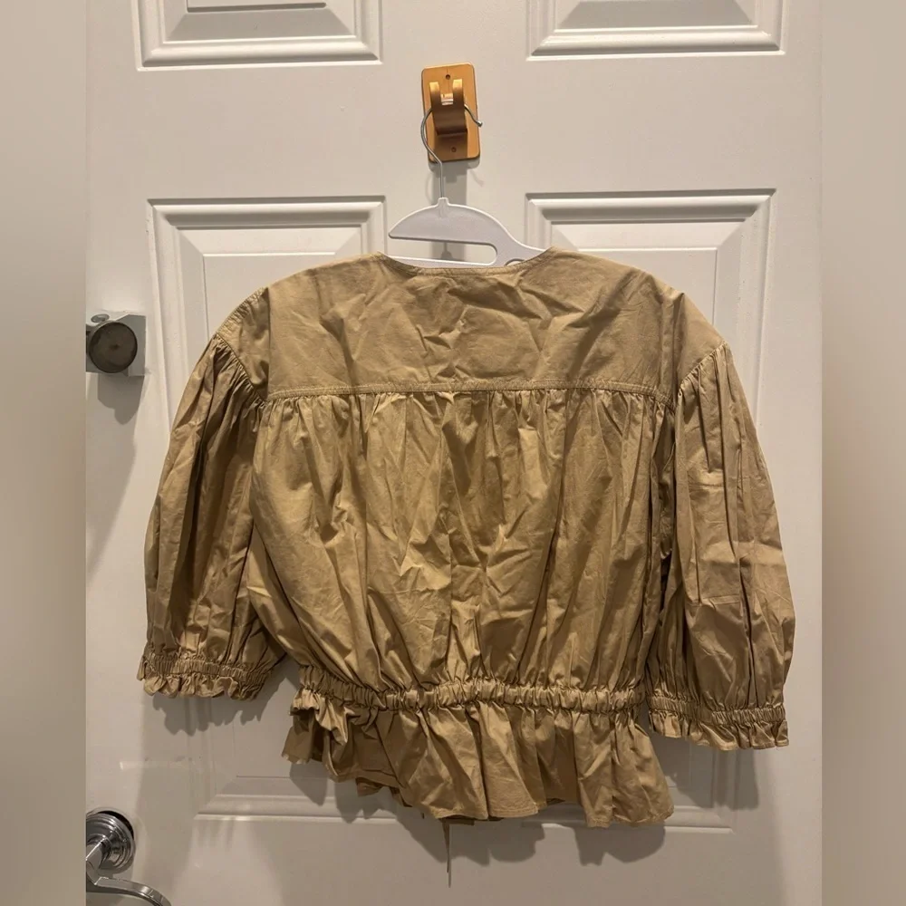 Ulla Johnson Minnie Gathered Blouse In Beige Cotton